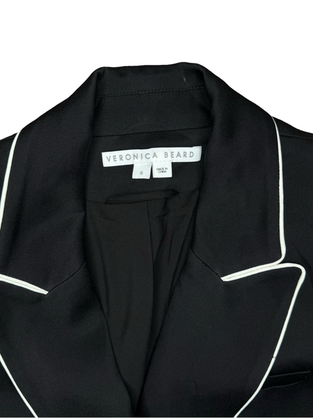 $695 VERONICA BEARD "Eiza" Black Satin Jacket Blazer Sz 6 - Picture 8 of 10